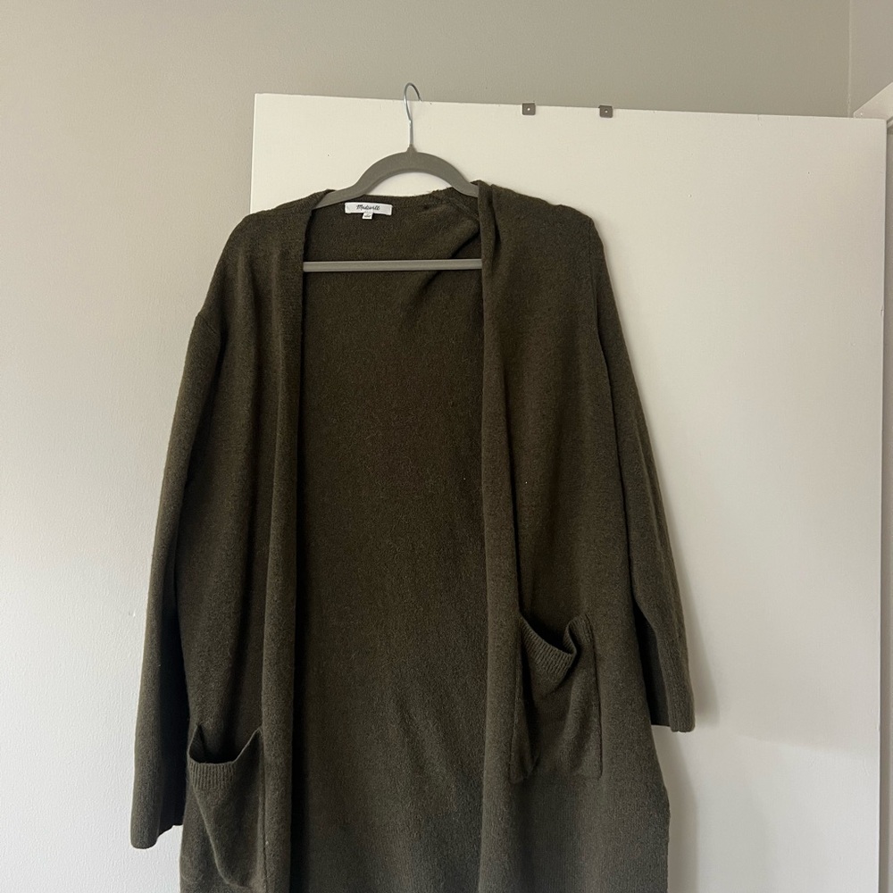 Madewell Dark Green Open Front Cardigan